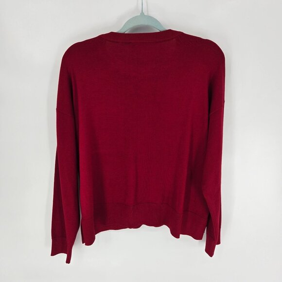 DKNY womens size medium rudolph red long sleeve sweater sequin pocket - Picture 10 of 11